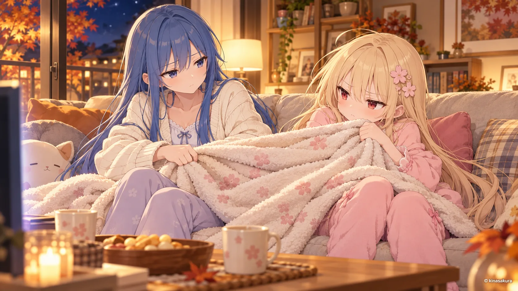 毛布は半分こ……のはずでした。|そらちゃんと秋の夜の攻防戦の記事画像
